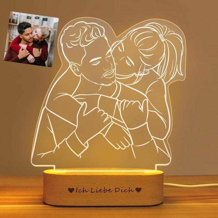Custom Photo Lamp 3D Night Light Gift Custom Line Art Photo Lamp Valentine's Day Birthday Gift Wedding Gift Anniversary Gift