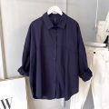 Autumn Korean Style Fashionable Drop-Shoulder Loose Cotton Shirt Women's Long Sleeve Versatile Slimming Casual Shirt Top Fashion. 
