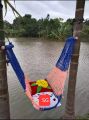 Hand Made Dulna Adult Rope bed Hanging Dulna Use For All People Large Swing Rope bed Rattan Dulna with (  2  wooden sticks). 