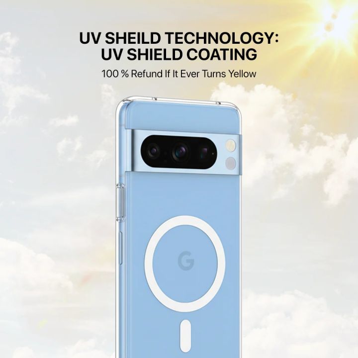 Anti Yellow Case For Google Pixel 8/Pixel 8Pro/Pixel 9A/Pixel 9/Pixel 9Pro Back Cover Anti Yellow Hard Case Never Yellow Protective Hard ShockProf Premium Transparent Magsafe Magnet Back Cover Phone Case Google Pixel 8/Pixel 8Pro/Pixel 9A/Pixel 9/Pixel 9P