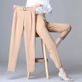 White Pants Women Elastic High-waisted Haren Pants Fashion Wild Professional Suit Pants Office Ladies Trousers Black Khaki Pants.