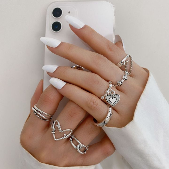 Enacolor%207Pcs/Set%20Vintage%20Retro%20Love%20Heart%20Silver%20Set%20Open%20Rings%20for%20Women%20Personality%20Girl%20Adjust%20Accessories%20-%20Image%204