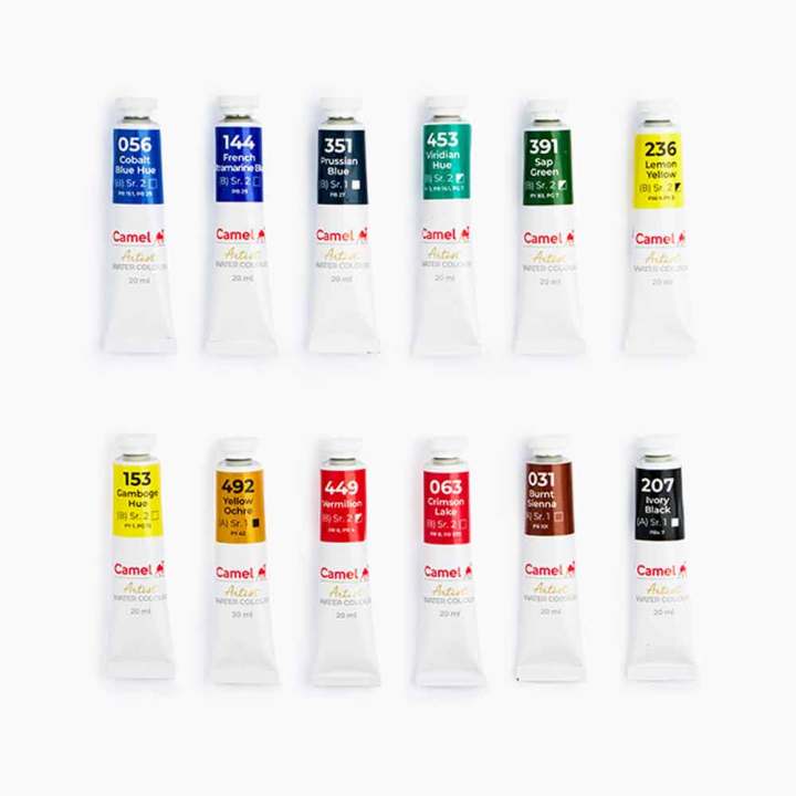 Camel%20Artist%20Watercolour%20Paint%20Set%2020%20ML%2012%20Shades%20-%20Image%203