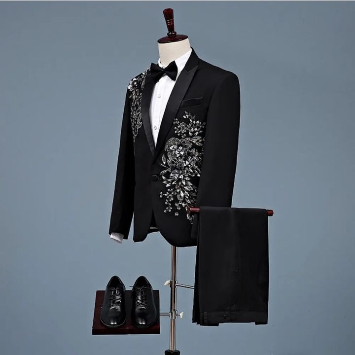 Black%20Special%20Occasion%20Men%20Suit%20Groom%20Groomsman%20Wedding%20Party%20Tuxedo%202%20Piece%20Set%20Men%20Suit%20Jackets%20Pants%20Gift%20Bow%20-%20Image%203