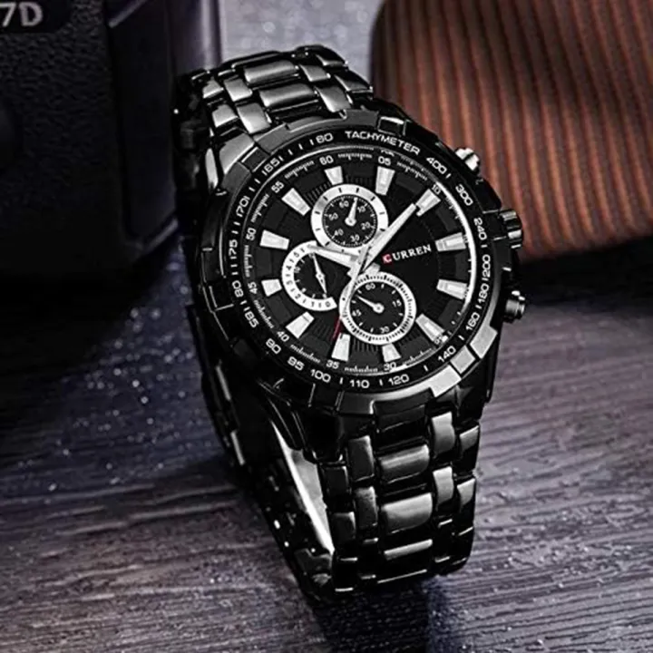 CURREN%208023%20Men's%20Stainless%20Steel%20Business%20Fashion%20Fashion%20Chronograph%20Clock%20Analog%20Water%20Resistance%20For%20Men%20-%20Black%20-%20Image%204