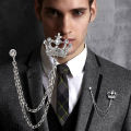 Men Crystal Suit Brooch Clothes Buckles Rhinestone Brooch.