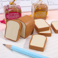 A Bag of Cute 3D Replica Toast Bread Shaped Children's Eraser Set.