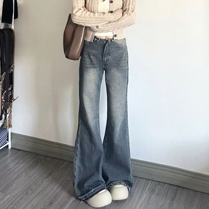 American%20retro%20low-waisted%20hottie%20micro%20flared%20jeans%20women's%202024%20new%20raw%20edge%20loose%20mopping%20wide-leg%20flared%20pants%20-%20Image%203