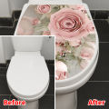 M536 Warm Personality Pink Rose Toilet Sticker Bathroom Toilet Cover Sticker Wall Stickers Wc For Home Decoration. 