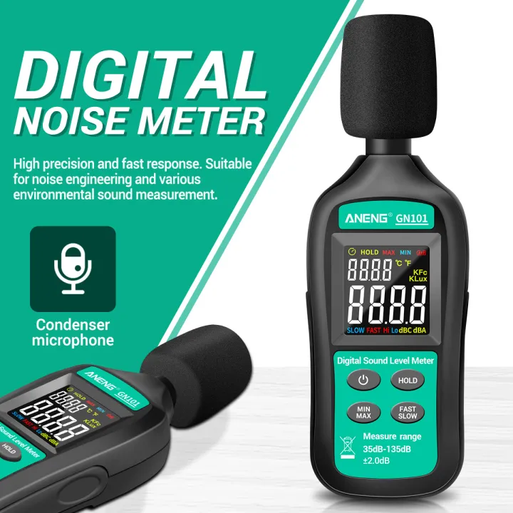 KOGEEK Digital Noise Meter 35db-135db Decibel Meter LCD Display Sound Level Meter High-precision Sound Decibel Monitor Professional Noise Tester Household Noise Measuring Instrument with Condenser Microphone