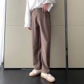 Apricot/Coffee/Black Suit Pants Men Fashion Society Mens Dress Pants Korean Loose Straight Pants Mens Office Formal Trousers.