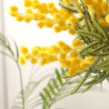 38cm Acacia Artificial Flowers Yellow Mimosa Spray Cherry Fruit Branch Wedding Home Table Decoration Flower.