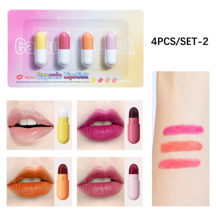 ibcccndc Capsule Lipstick 4-Pack Lipstick Set Gift Box Easy to Color, Matte Mini Lipstick, Lipstick Cross-border