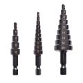 4Pcs 3-12 4-12 4-20mm Straight Groove Step Bit Nitride Twist Drill. 