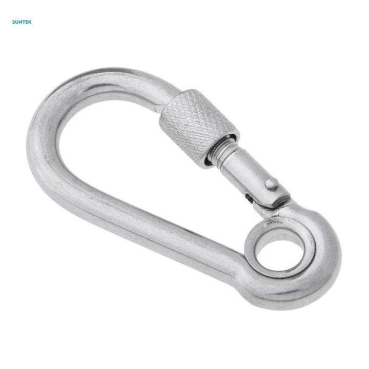 316 Stainless Steel Carabiner Spring Loaded Snap Hook with Eyelet ...