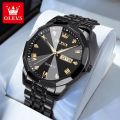 Olevs 9931 New Business Quartz Watch For Men Dual Calendar Luxury Diamond Dial Stainless Steel Strap Men Wristwatch. 