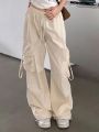 Women Y2K Korean Cargo Pants Hip Hop Loose Causal Wide Leg Pants Fashion High Waist Baggy Streetwear Multi Pockets Sweatpants.