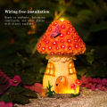 GC Outdoor Solar Lights, Mushroom Sculpture, Waterproof Resin Fairy House Night Lights For Gardens, Balconies, Home Decoration, Unique Housewarming Gift. 