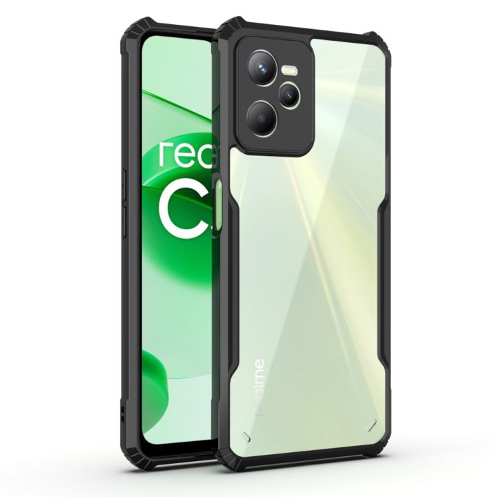 For Realme C35 Edge-Reinforced Shockproof Cushion Back Clear Hybrid Transparent Hard Cover Casing