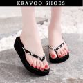 KRAVOO Wedges Women Shoes Small Floral Platform Flip Flops Slippers Women Women Sandals Outdoor Ladies Shoes Beach Slides 2023.