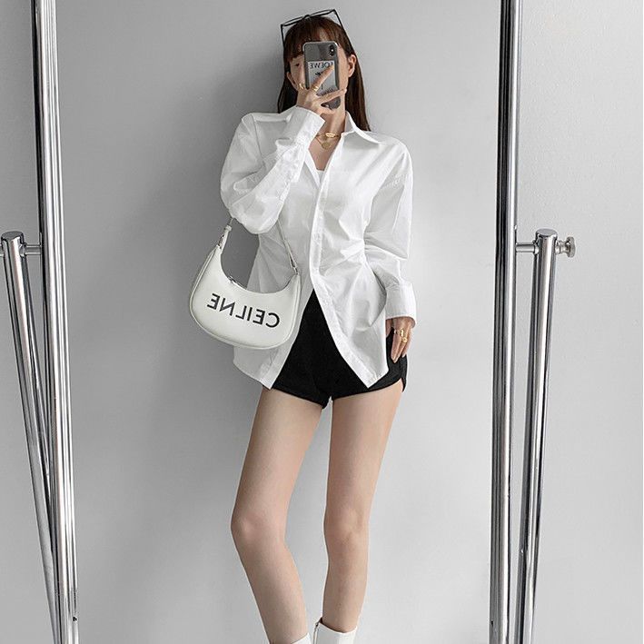 White Western Style Slimming Long-Sleeved Shirt Women's Design Sense Niche 2024 Spring and Autumn New Outdoor Shirt