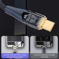 120W Transparent Head Woven C Type Data Cable - Type-C Super Fast Charging Cable - Durable Flash Charge For All Android Phone - 1/1.5/2M Digital Show Charger with Night Light. 