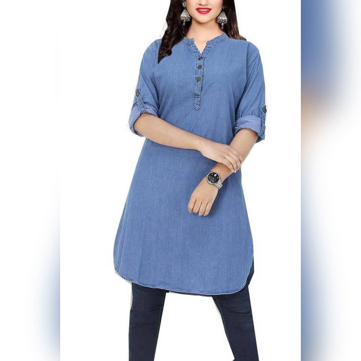 Jeans%20Cotton%20Comfortable%20Kurti%20For%20Women%20A%20Casual%20Everyday%20Wear%20Soft%20Breathable%20Denim%20Style%20Outfit%20Piece%20-%20Image%205
