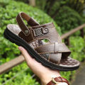 New arrivel noble Men's Sandals Non-slip Genuine Leather Sandals Soft Slippers Flat For Mens Casual Shoes Sandalias MSA516. 