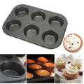 6 Round Non Stick Muffin and Mini Cupcake Mold - Black. 