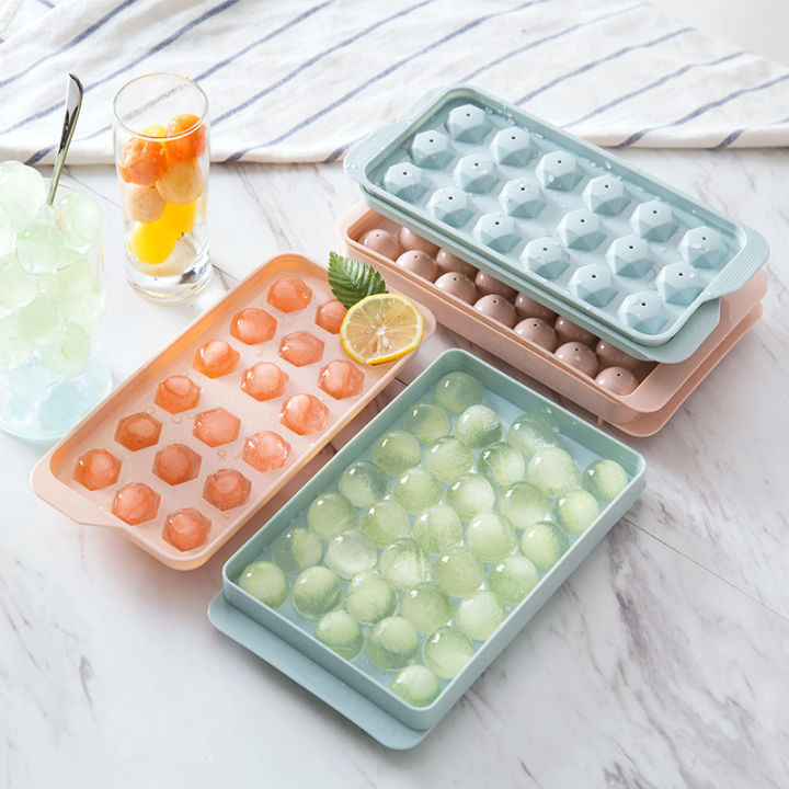 1PC Creative Round Ice Cube Tray With Lid 18/33 Grid Ice Molds Home Kitchen Cooler Tools