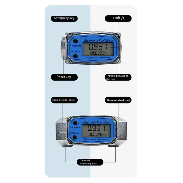 25%20Digital%20Turbine%20Flow%20Meter%20For%20Measuring%20Gasoline%20Water%20Sea%20Liquid%20Flowmeter%20Blue%20Easy%20To%20Use%20Silver%20&%20Blue%20-%20Image%204