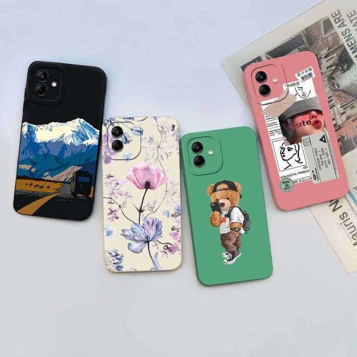 Cover For Samsung A04 A04E A04S Cool Bear Liquid Silicone Full Protection Phone Case For SamsungA04E GalaxyA04 A04 S Coque Funda