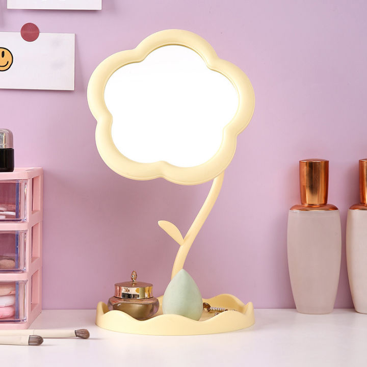 Flower Shaped Makeup Mirror Student Desktop Dormitory Beauty Makeup Mirror Girl Dressing Table Hanging Jewelry Princess Mirror-MOILY