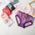 Women Rose Embroidery See-through Transparent Panties. 