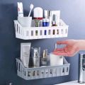 Bathroom Storage Shelf plastic toilet bathroom wall hanging storage rack basket no trace stickers.