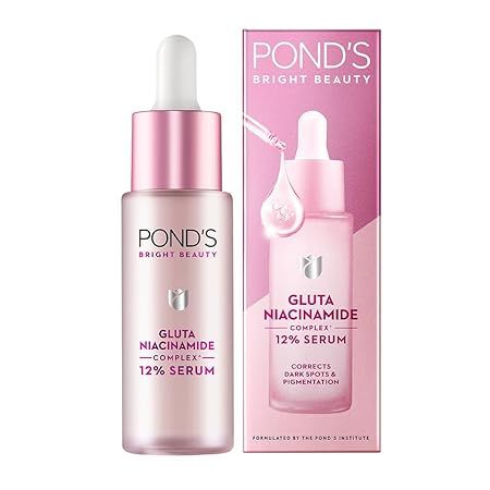 POND'S Bright Beauty Corrects Dark Spot & Pigmentation Serum for Flawless Radiance, 12% Gluta-Niacinamide Complex Face Serum - 14ml