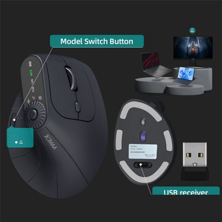 Ergonomic Wireless Mouse with Function Adjustment Knob,Black | Daraz.com.bd
