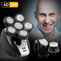 5In1 6D Electric Shaver for Men Rechargeable Bald Head Electric Shavers 6 Floating Heads Beard Nose Razor Clipper Hair Trimmer. 