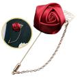 Rose Flower Coat Pin with Chain - Stylish Men Suit Brooch and Women Hijab Pin. 