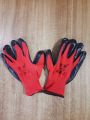 Red Nylon Rubber Coated Nitrile Glove, for Industrial, Construction, Household, Cycling, Bike Riding, Gardening work. Safty Hand Gloves , Red & Black Colour ( 1 Pair).