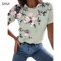 MUSIC T SHIRT Fashion Ladies T-shirt 2023 New Summer Loose Women's Floral Print XL Top 3D Printed Abstract Pattern Lovely. 