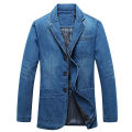 Mens Denim Blazer Men Fashion Cotton Vintage Suit Outerwear Male Blue Coat Denim Jacket Men Slim Fit Jeans Denim Blazers Top 4Xl. 