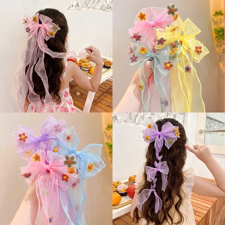 2pcs%20Bow%20Ribbon%20Hair%20Clip%20Pony%20tail%20Hair%20Pin%20Cute%20Hair%20Accessories%20for%20Kids%20Girl%20-%20Image%205