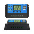 Solar Charge Controller for 12V/24V Adjustable LCD Display Solar Panel Battery Regulator Solar Panel Charge Controller with USB Port.