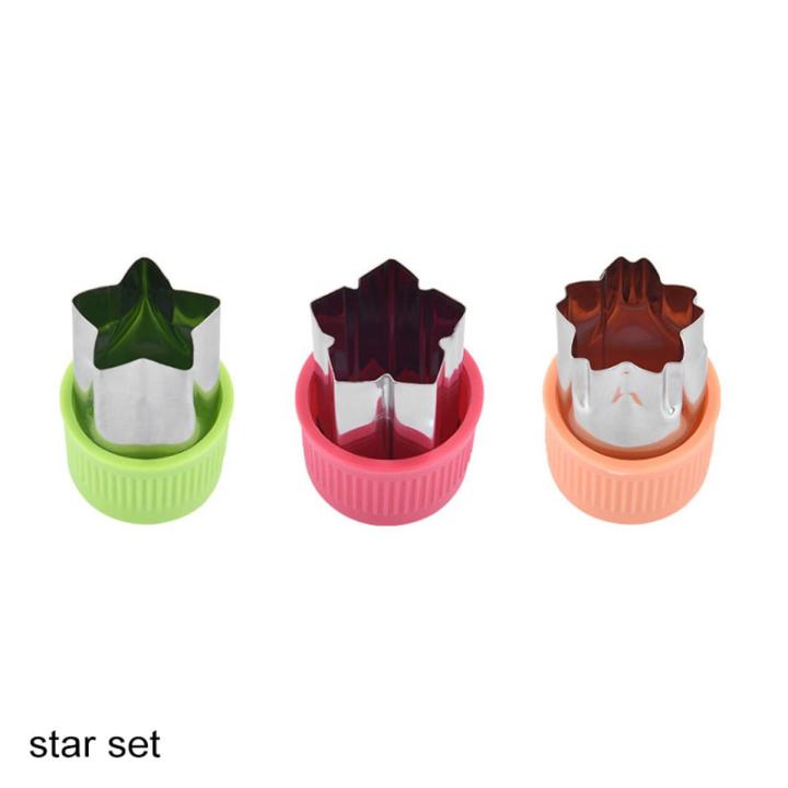 Vegetables Fruit Cutter Plastic Handle Stainless Steel Star Heart Shape Cook Tools Fruit Cutting Die 3Pcs/set Kitchen Gadgets-star set