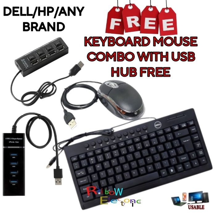 MINI MULTIMEDIA KEYBOARD MOUSE WITH USB HUB FREE Laptop PC android Home Office Use