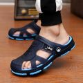 Slippers Men's Sandals Male Bathroom inside and outside Non-Slip Sandals Korean Style Flip Flops Beach Shoes Hole Shoes.
