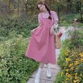Summer New Japanese Puff Sleeve Top+Strap Dress for Female Students Sweet All-Matching Slip Dress Set. 