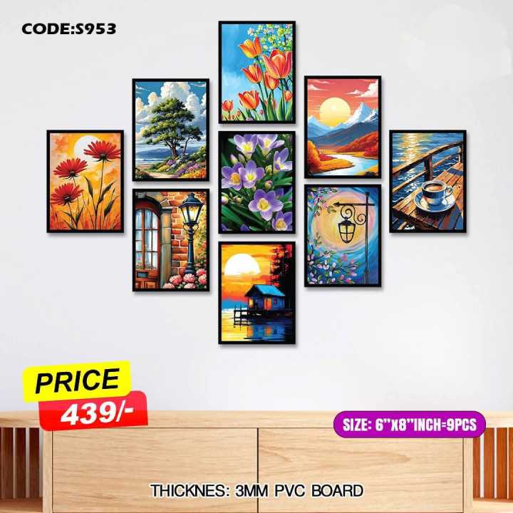 9 pcs Most Unique Combo Wallboard set for Home Decoration. Wall Decoration for Home