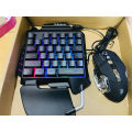 One-Handed Keyboard RGB Gaming Mouse + Gaming Keyboard Kit 35 Keys LED Left Hand Mini Keypad for Mobile Game. 